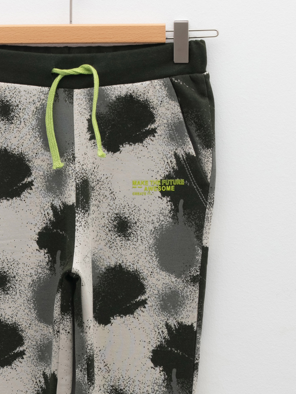 Yeşil Beli Lastikli Baskılı Erkek Çocuk Jogger Eşofman Altı-2