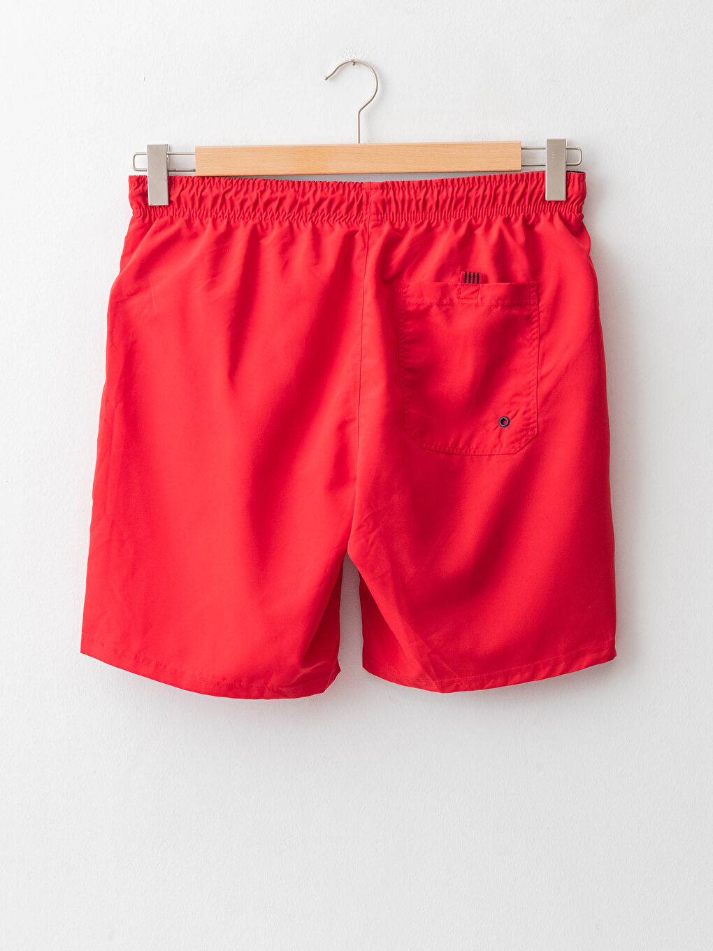 Kırmızı Diz Hizası Boy Basic Erkek Deniz Şortu-5