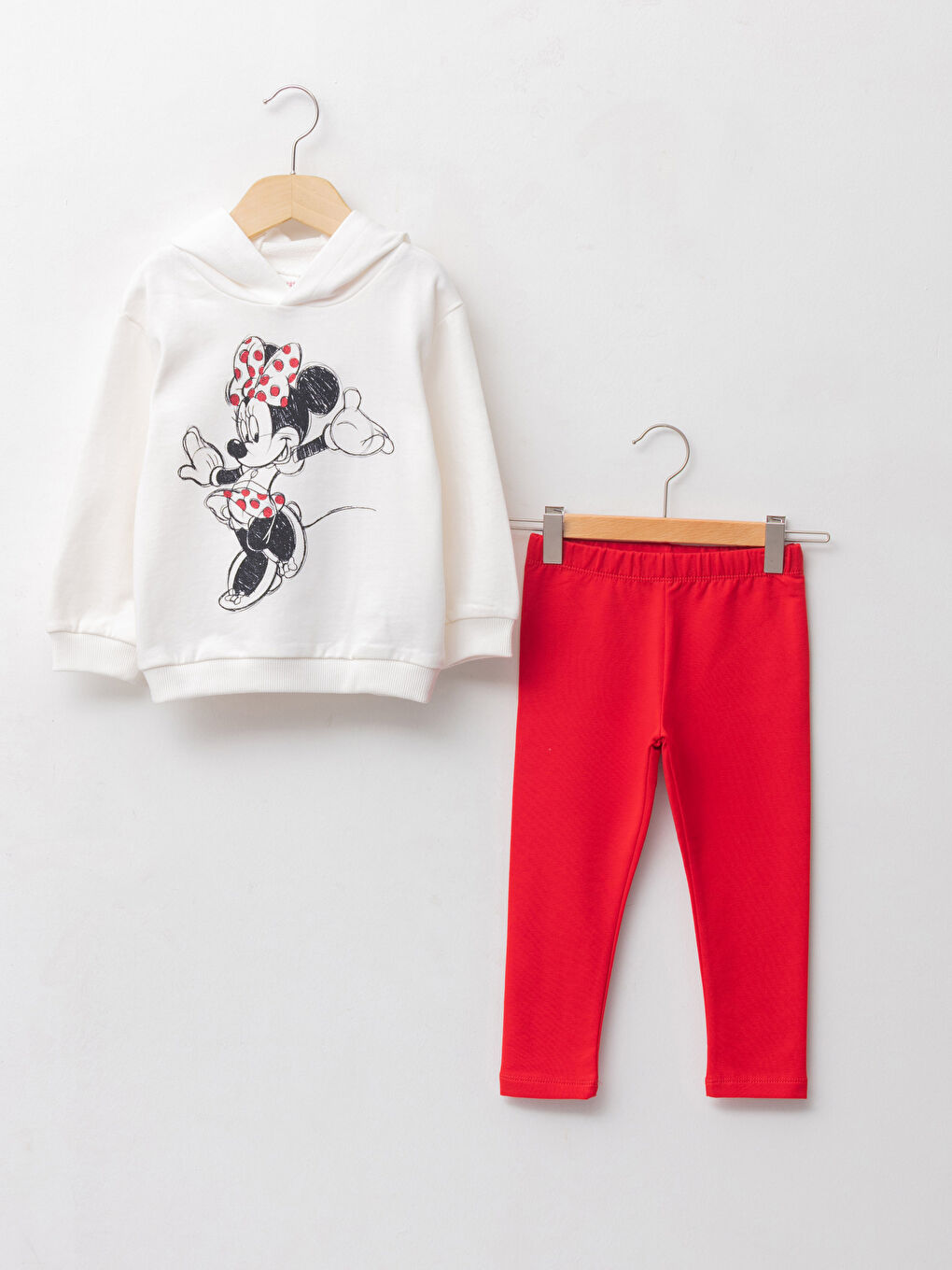 Ensemble Sweat-Shirt à Capuche et Pantalon Legging Imprimé Minnie Mouse en Coton à Manches Longues pour Bébé Fille (Lot de 2)-3