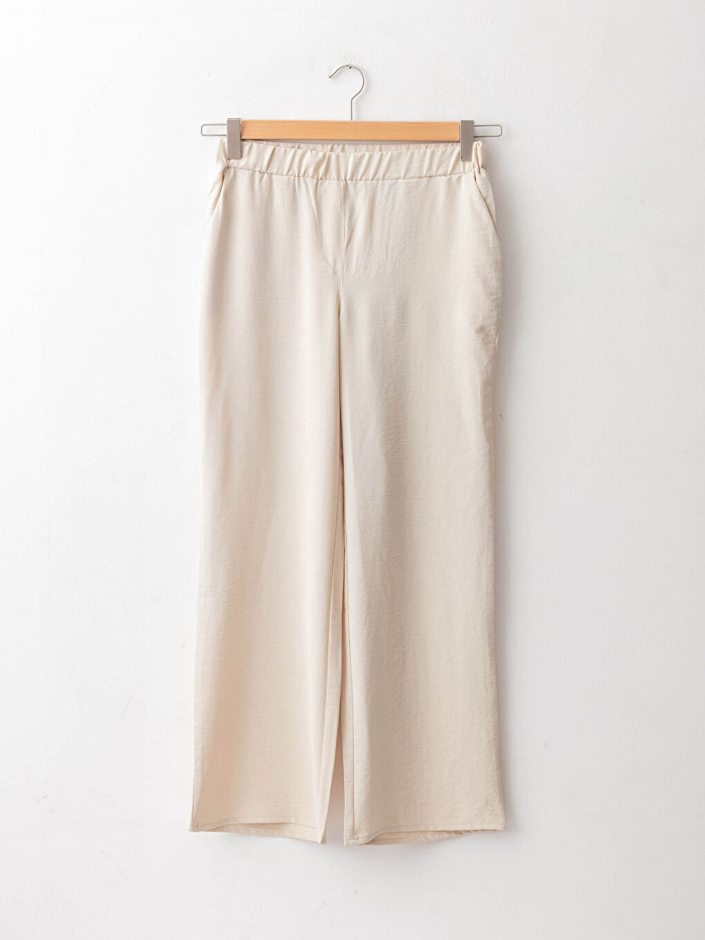 Elastic Waist Wide Fit Pocket Detailed Women's Trousers-5