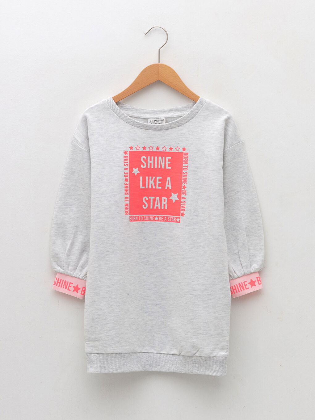LCW Kids Rundhalsausschnitt Bedrucktes Langarm Kleid für Mädchen -W1GE82Z4-847