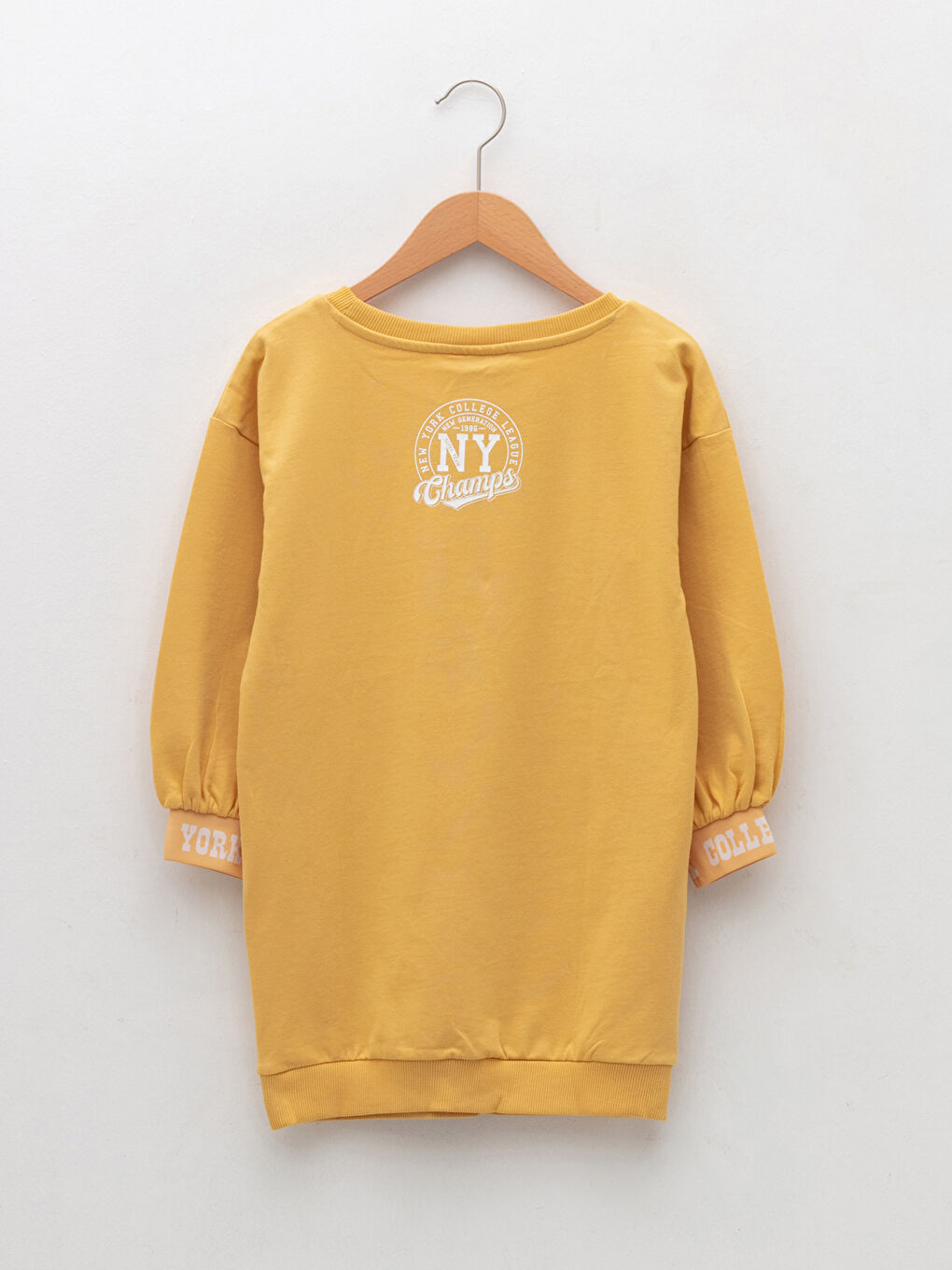 Crew Neck Printed Long Sleeve Girls' Dress-1