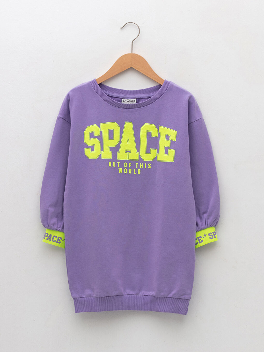 LCW Kids Rundhalsausschnitt Bedrucktes Langarm Kleid für Mädchen -W1GE82Z4-GPZ