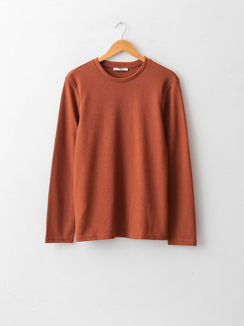 Kahverengi Bisiklet Yaka Uzun Kollu Basic Erkek Tişört-5