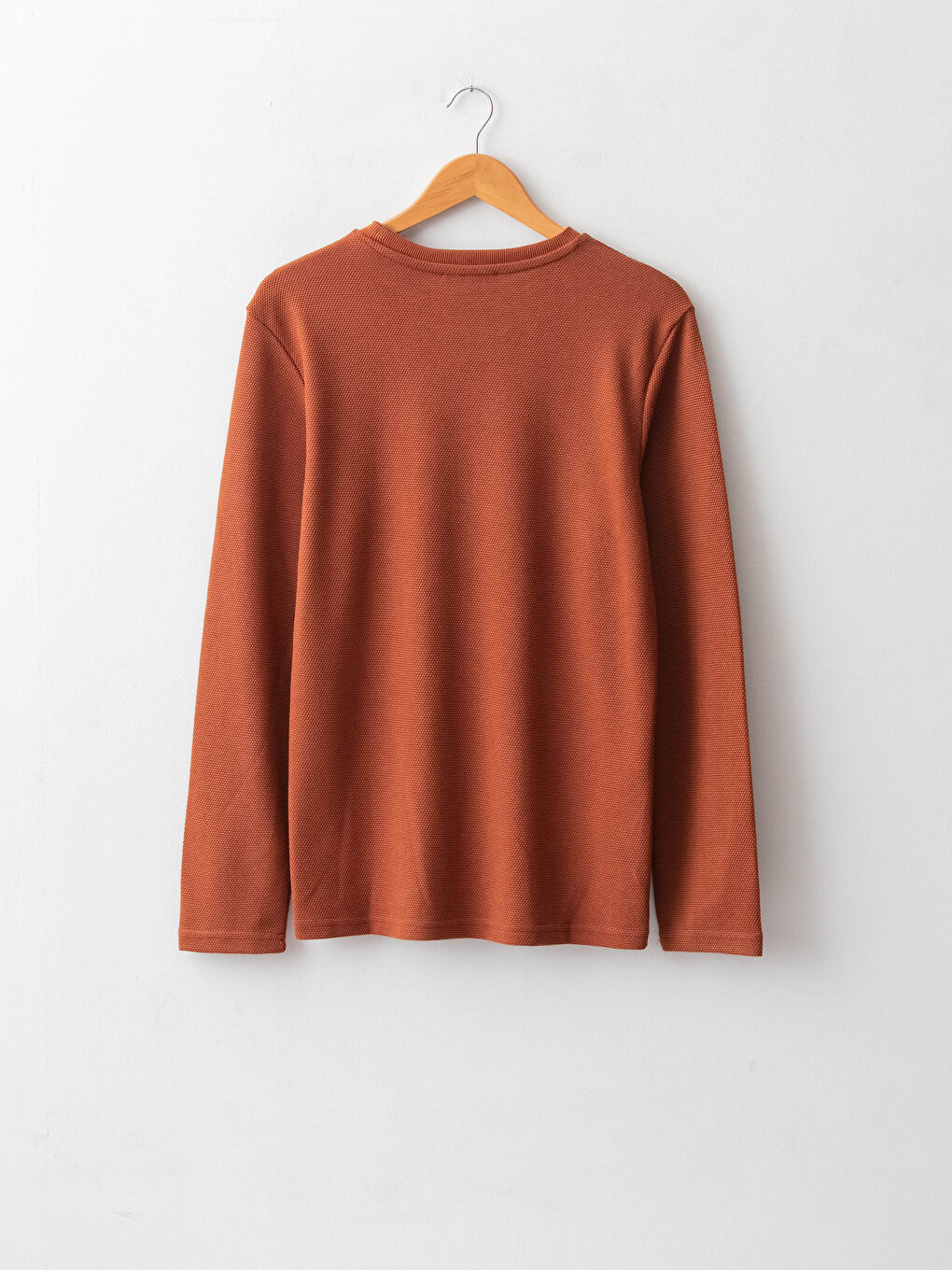 Kahverengi Bisiklet Yaka Uzun Kollu Basic Erkek Tişört-6