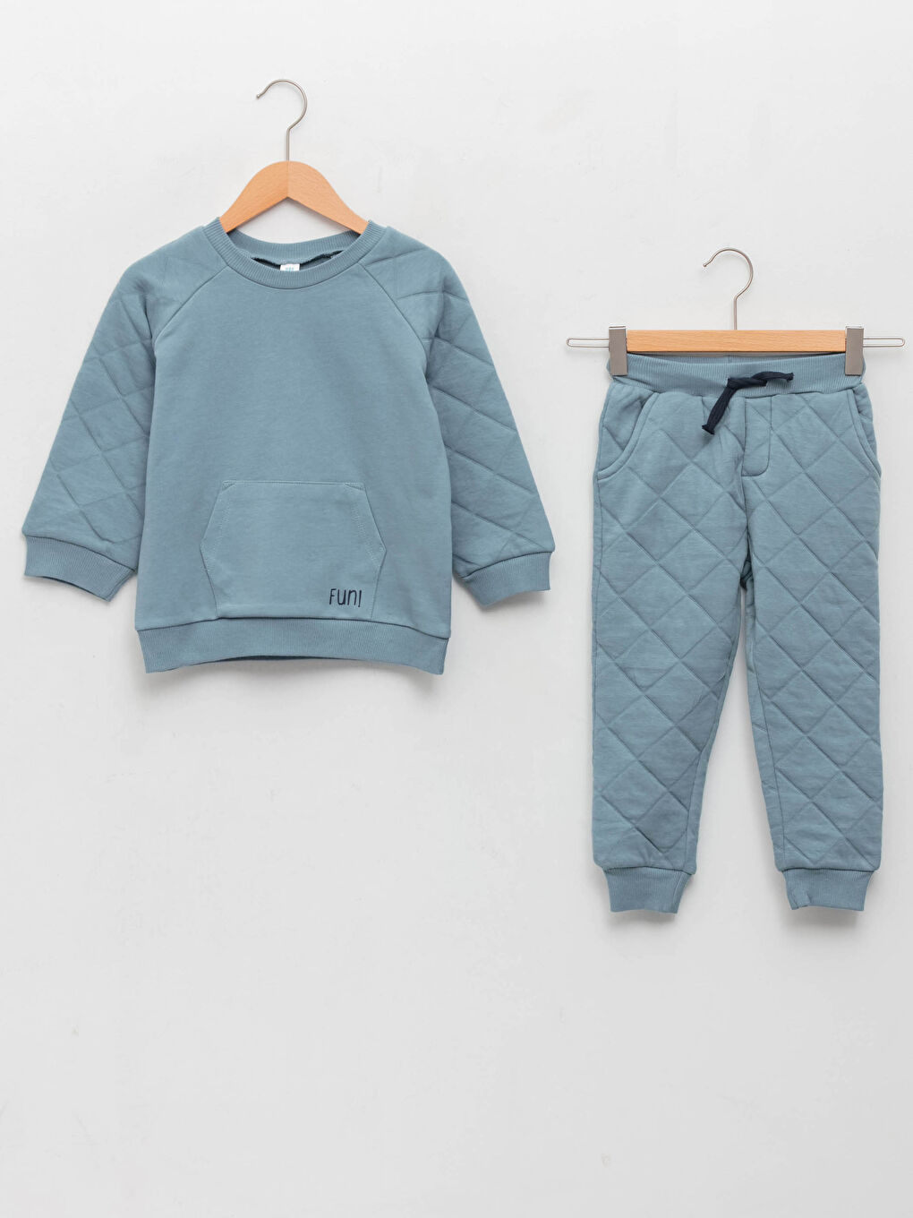 Mavi Bisiklet Yaka Uzun Kollu Erkek Bebek Sweatshirt ve Pantolon 2'li Takım