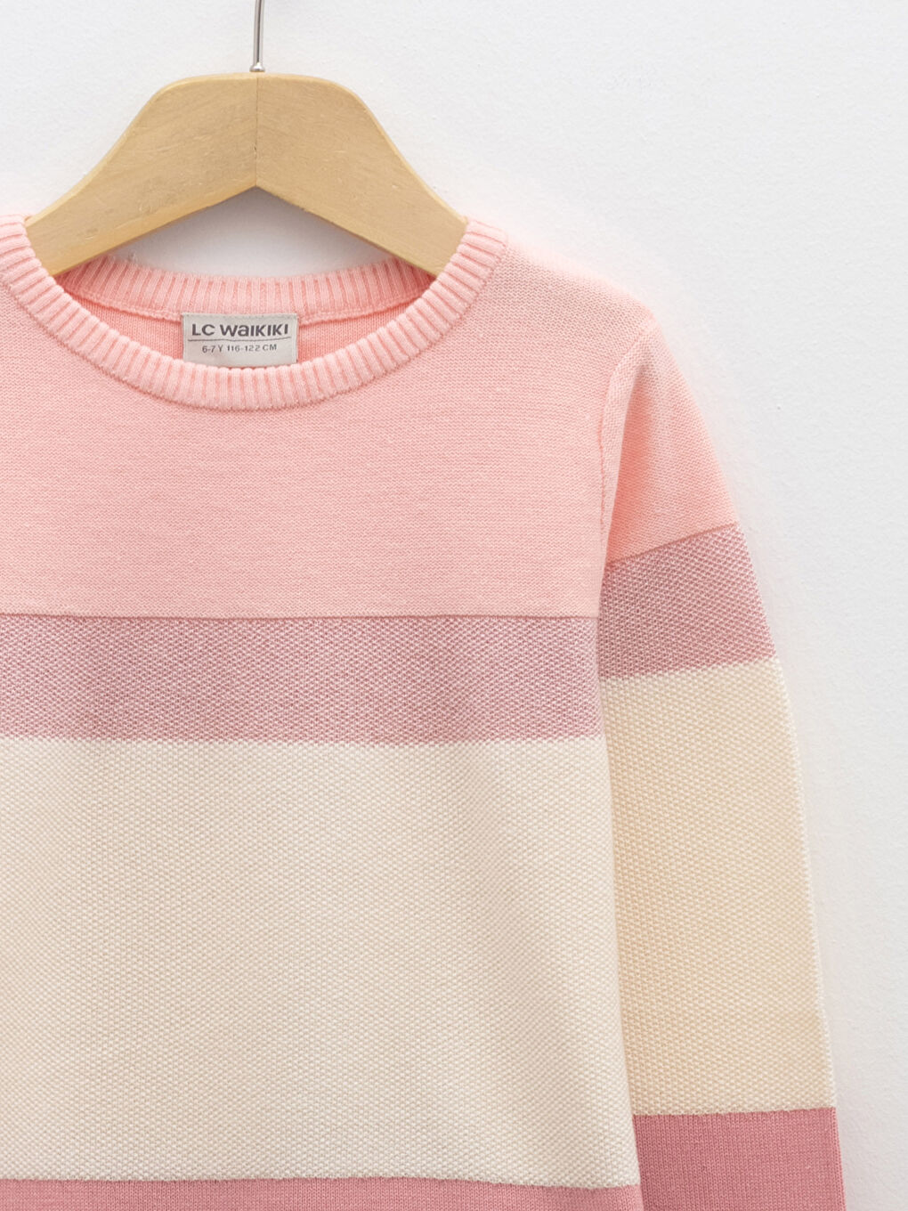 Crew Neck Long Sleeve Girl Tricot Sweater with Color Block-2