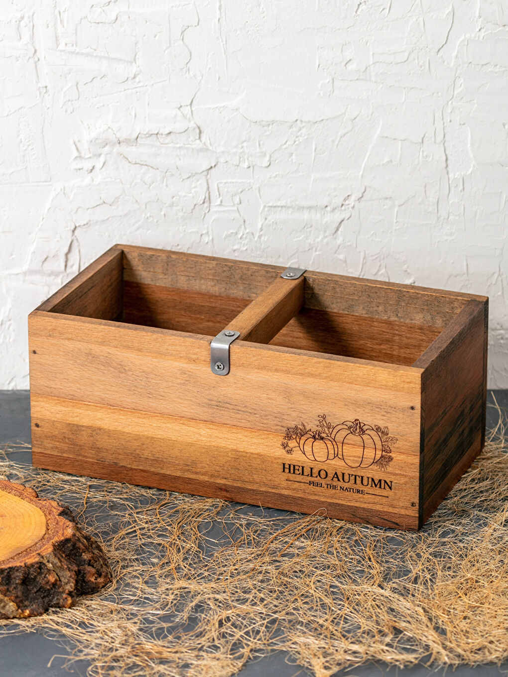 Kahverengi Baskılı Ahşap Organizer 33x11x10 cm