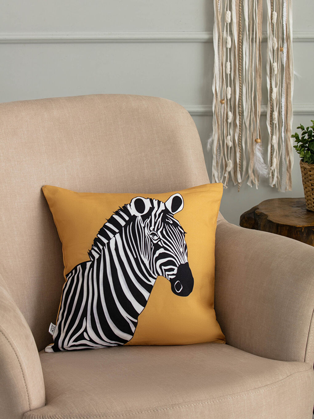 Housse de Coussin Imprimée Zèbre 45x45 Cm