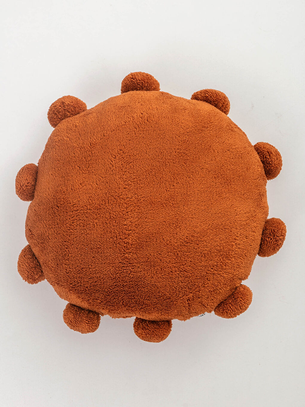 Pompom Detailed Filled Velvet Throw Pillow-1