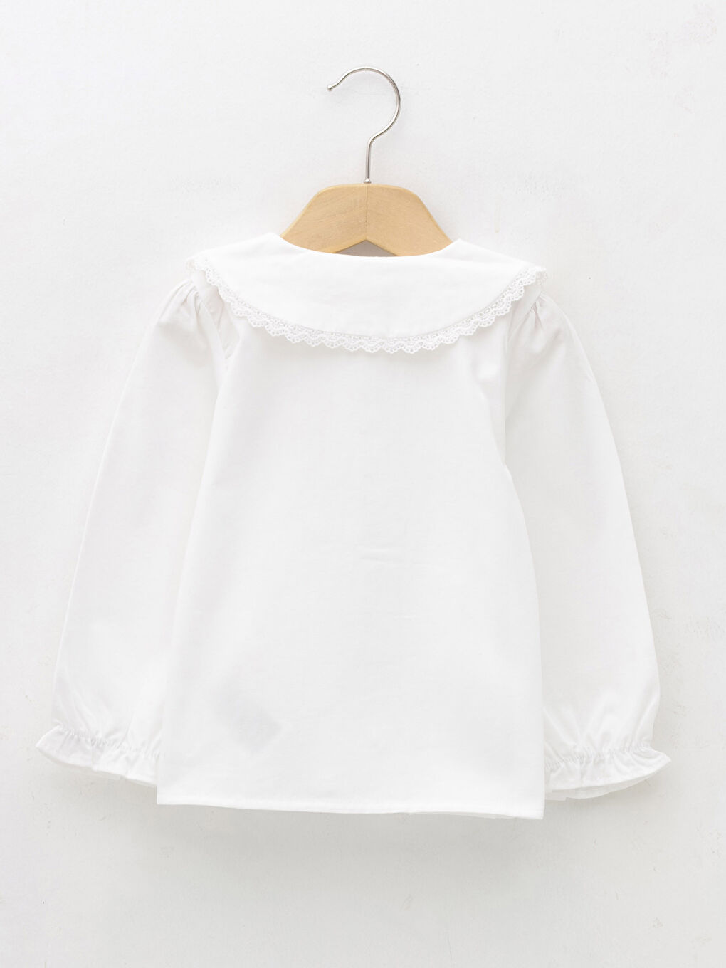 Chemise Bébé Fille en Popeline à Manches Longues avec Détails Brodés-1