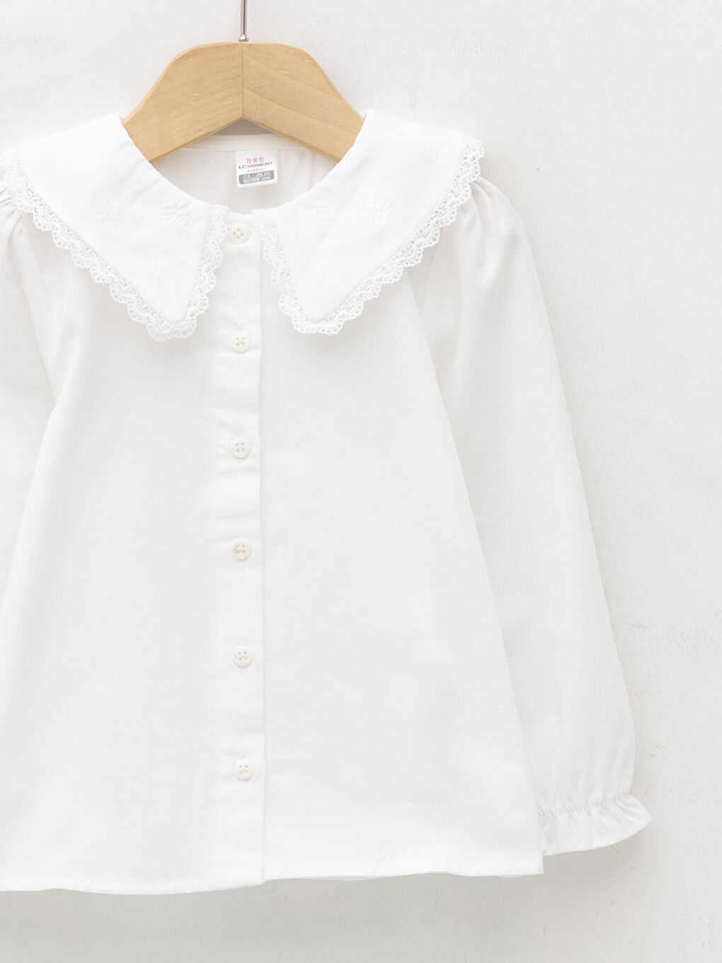 Chemise Bébé Fille en Popeline à Manches Longues avec Détails Brodés-2