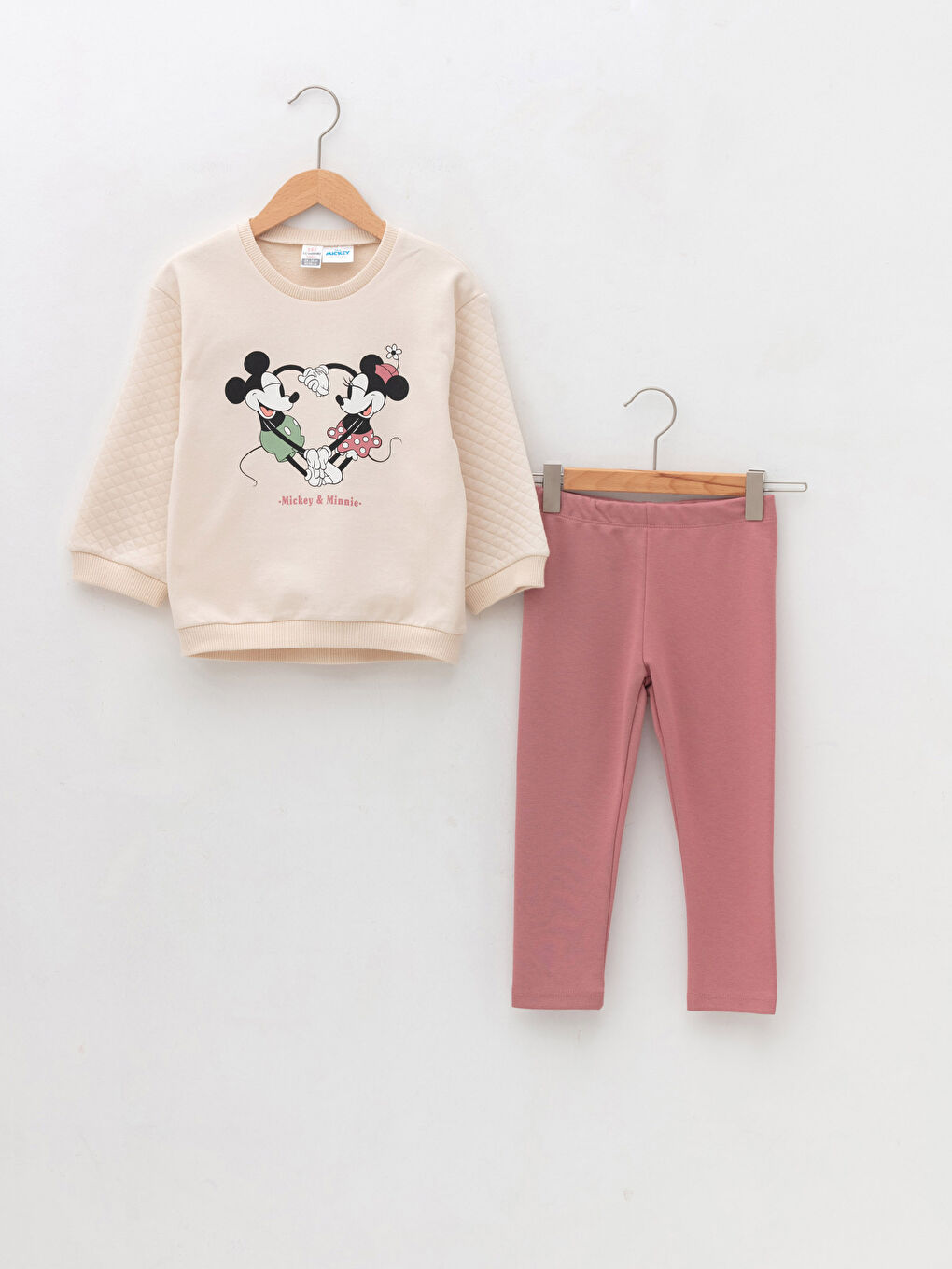 Ensemble Sweat-Shirt et Legging Bébé Fille Minnie et Mickey Mouse Imprimé Manches Longues Col Rond 2 Pièces