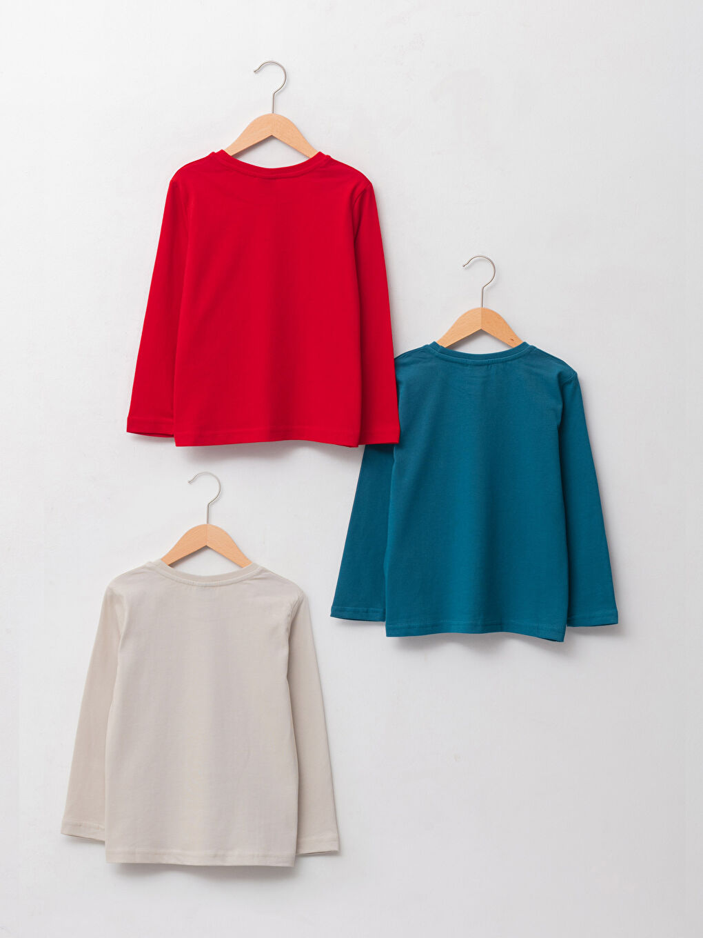 Crew Neck Basic Long Sleeve Cotton Boy T-Shirt 3-Pack-1