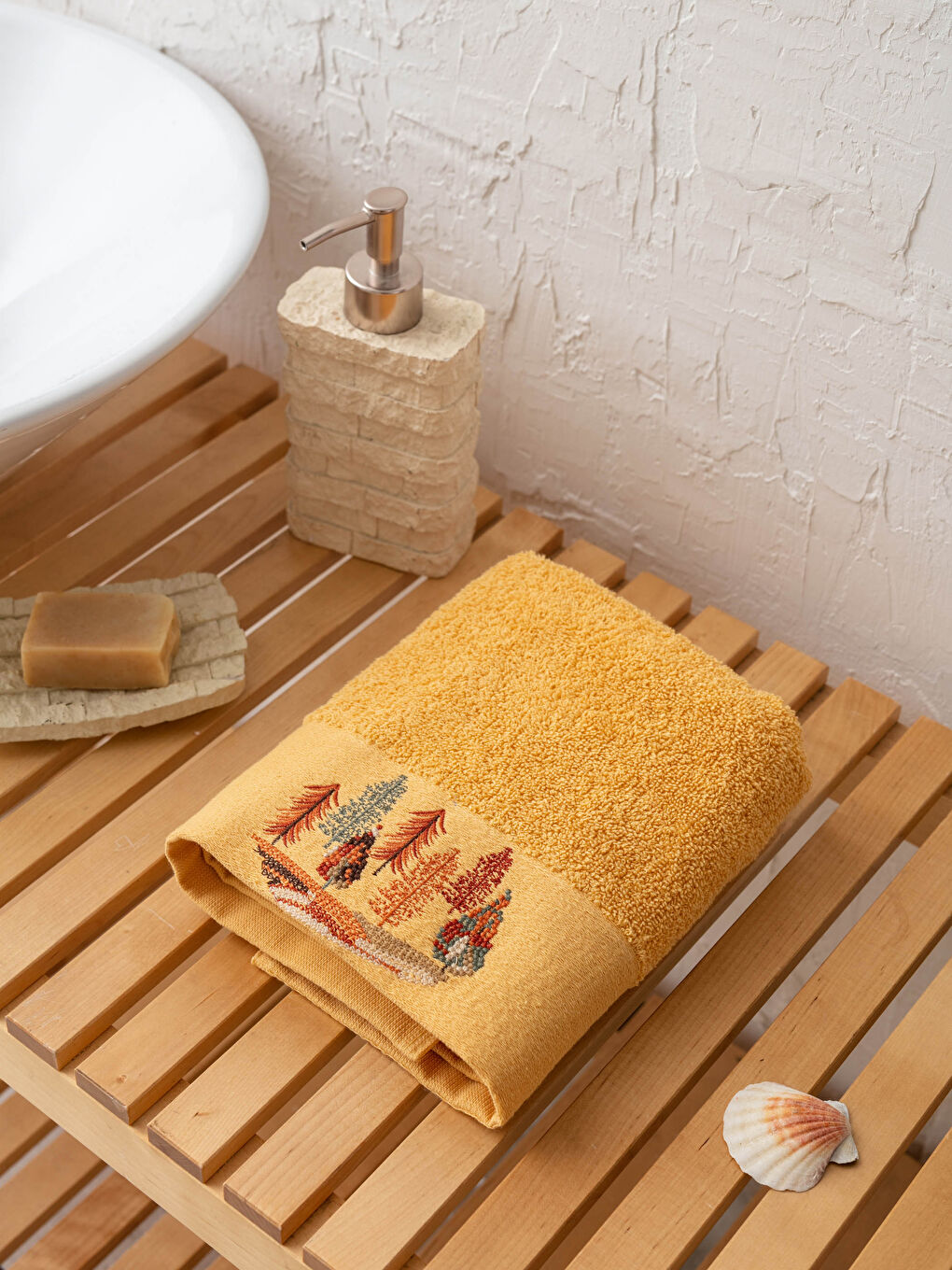 LCW HOME Embroidery Detail Tasseled Curl Face Towel 50x80 Cm -W1GO64Z8-G3M