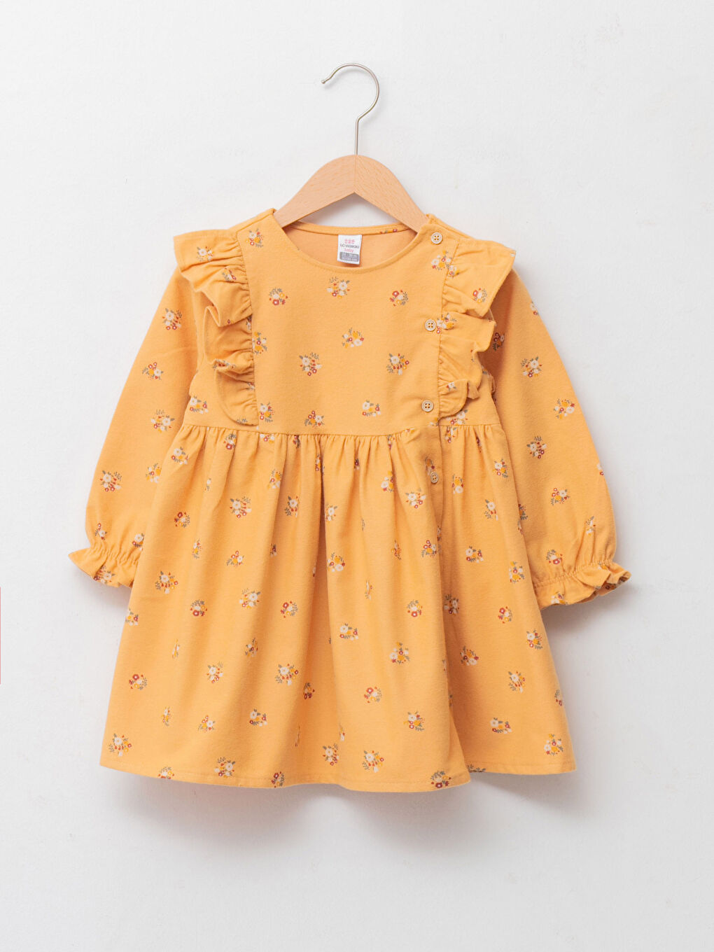 Crew Neck Long Sleeve Floral Baby Girls' Dress