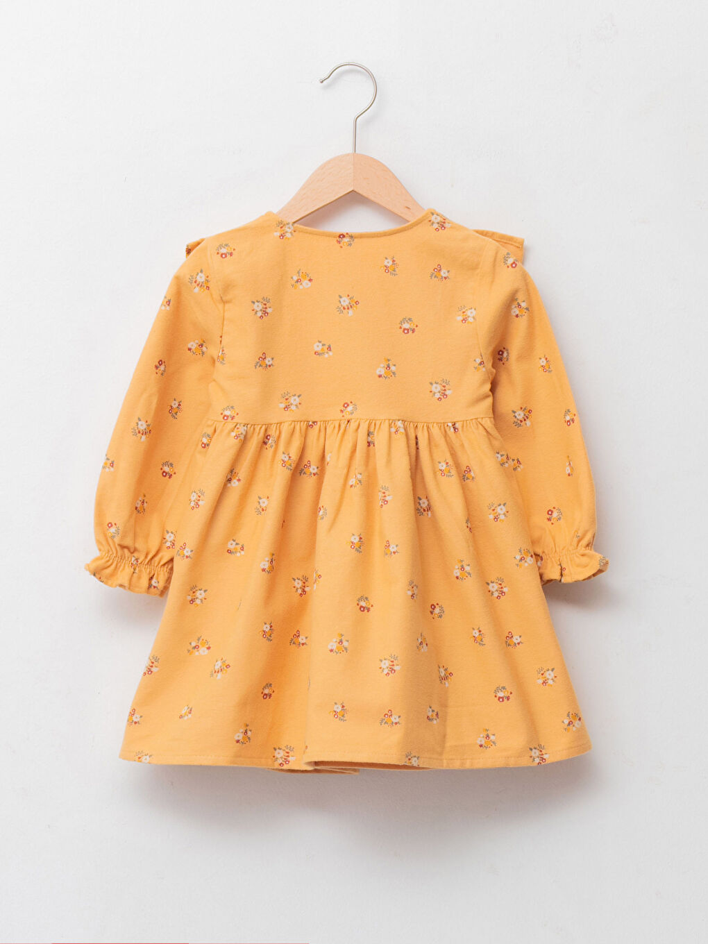 Crew Neck Long Sleeve Floral Baby Girls' Dress-1