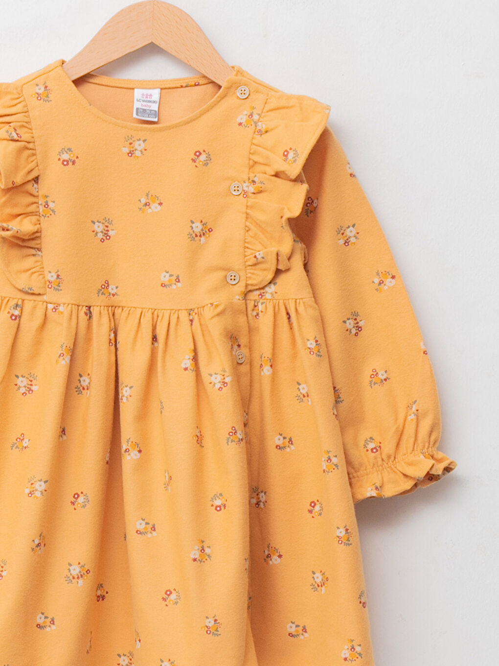 Crew Neck Long Sleeve Floral Baby Girls' Dress-2