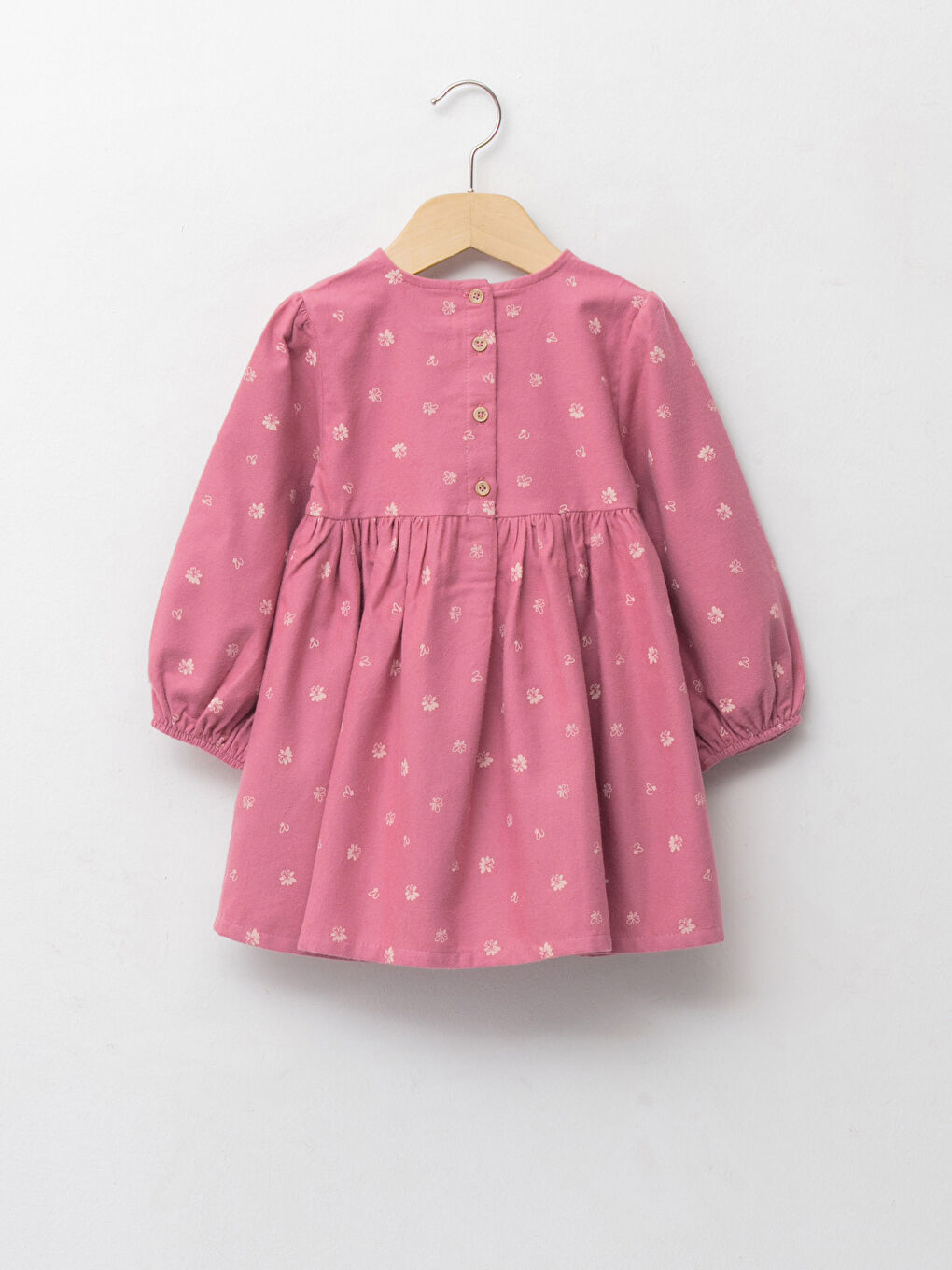 Crew Neck Long Sleeve Floral Baby Girls' Dress-1