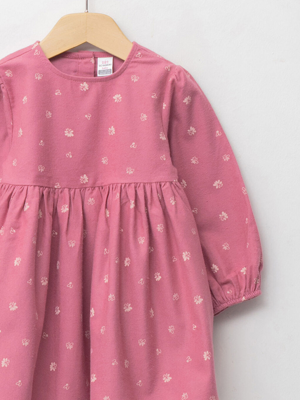 Crew Neck Long Sleeve Floral Baby Girls' Dress-2