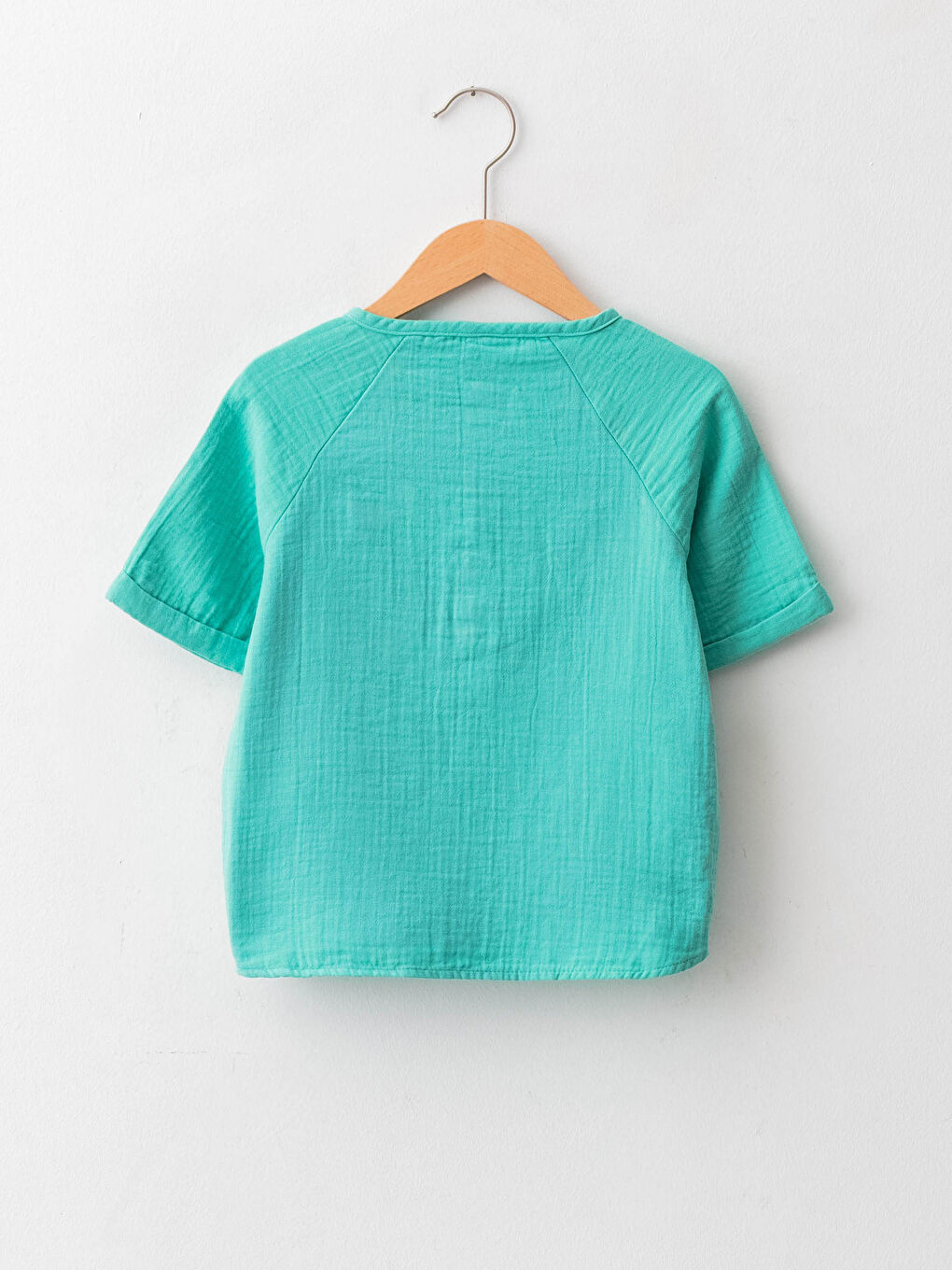 Yeşil Bisiklet Yaka Kısa Kollu Pamuklu Erkek Bebek Gömlek-2