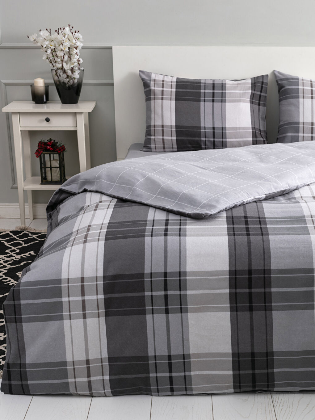 Double Double Sided Checkered Duvet Cover Set