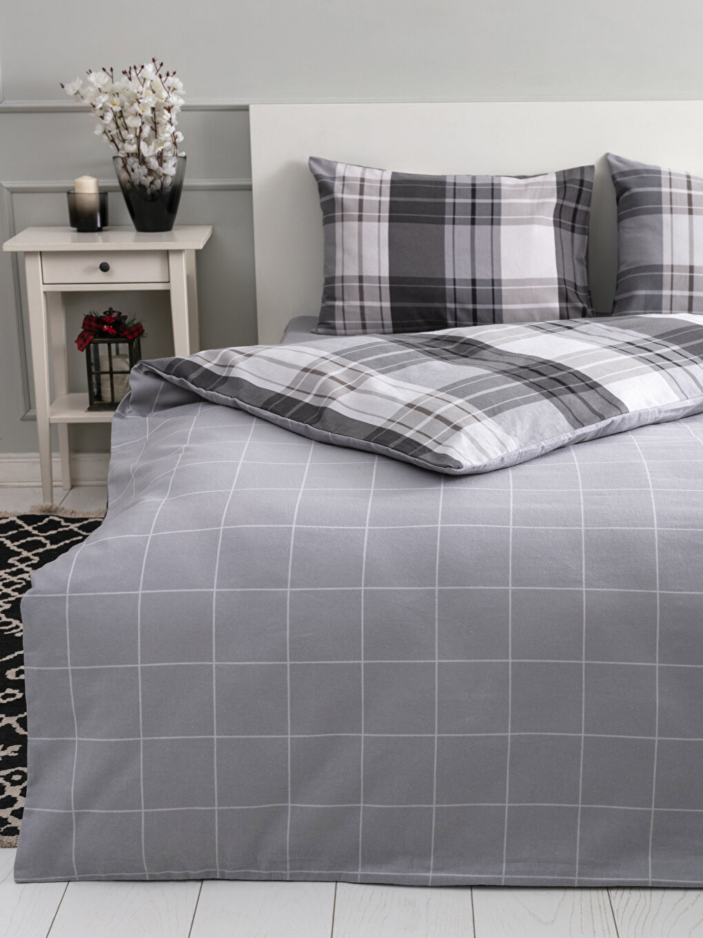 Double Double Sided Checkered Duvet Cover Set-1
