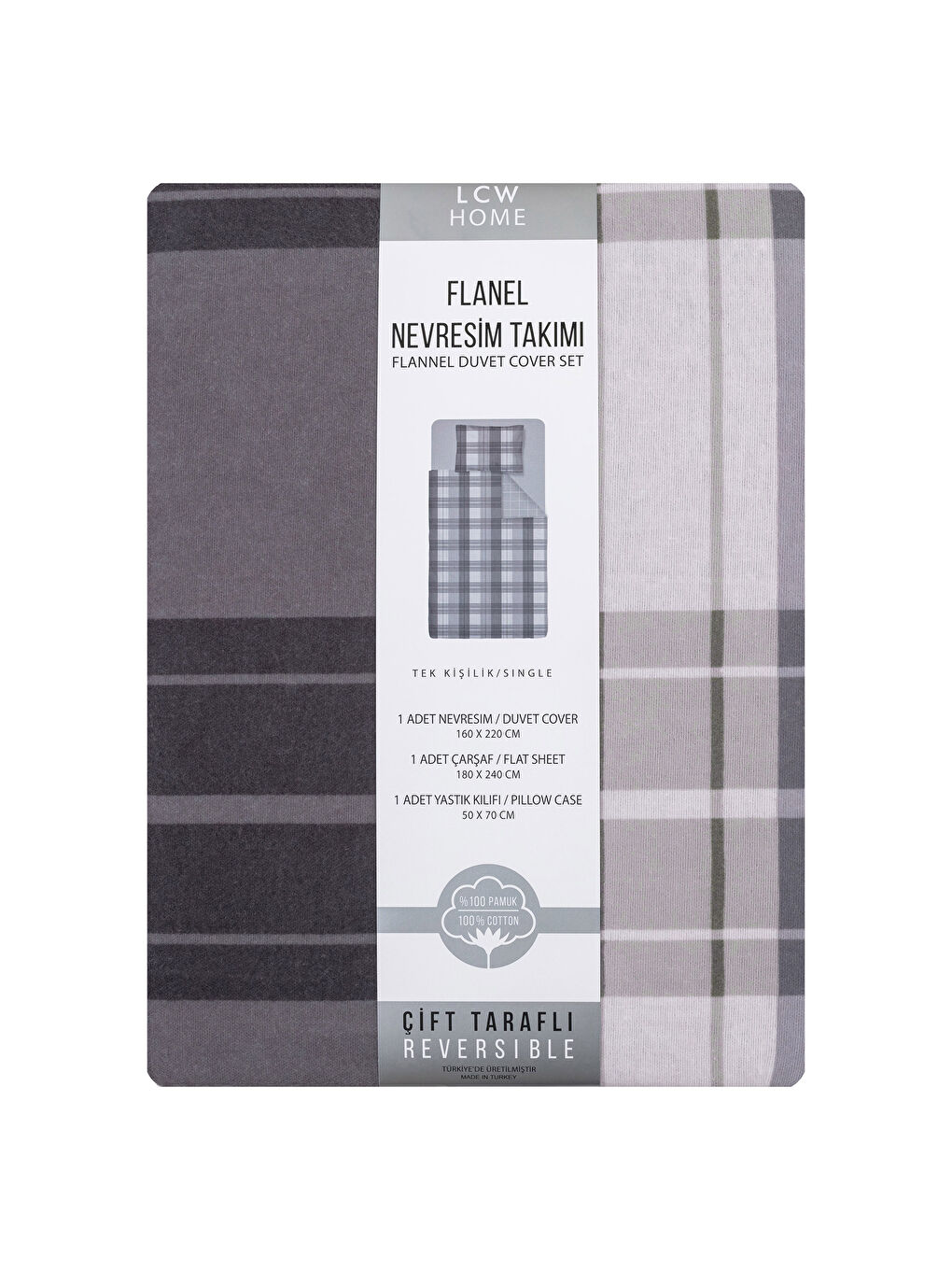 طقم غطاء لحاف مفرد مزدوج الجوانب بنقشة مربعات من الفلانيل-7