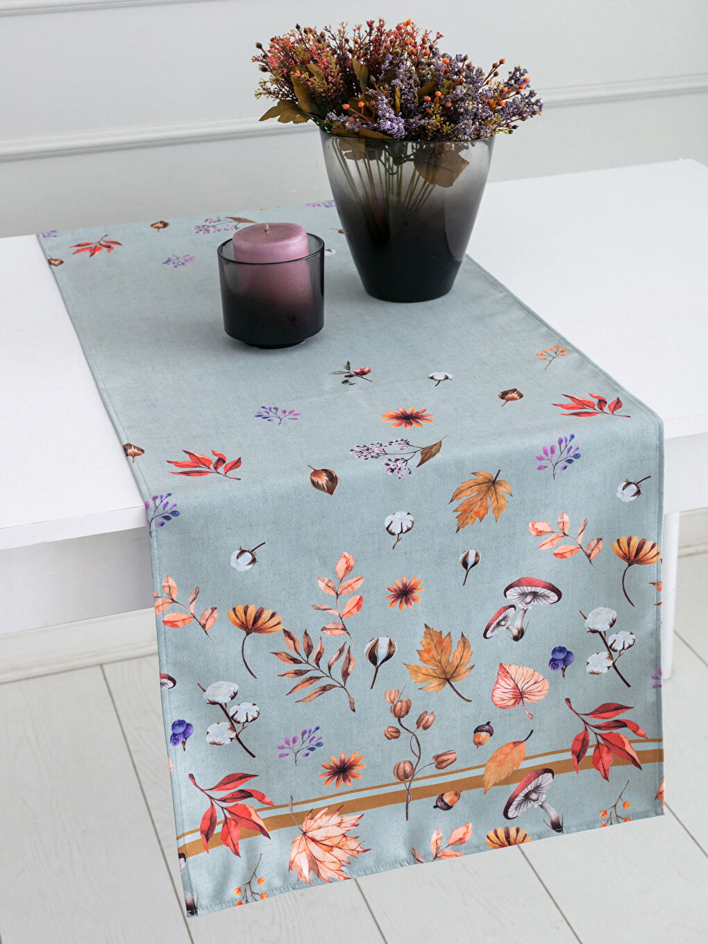 Karışık Çiçek Baskılı Petek Runner 45x150 cm