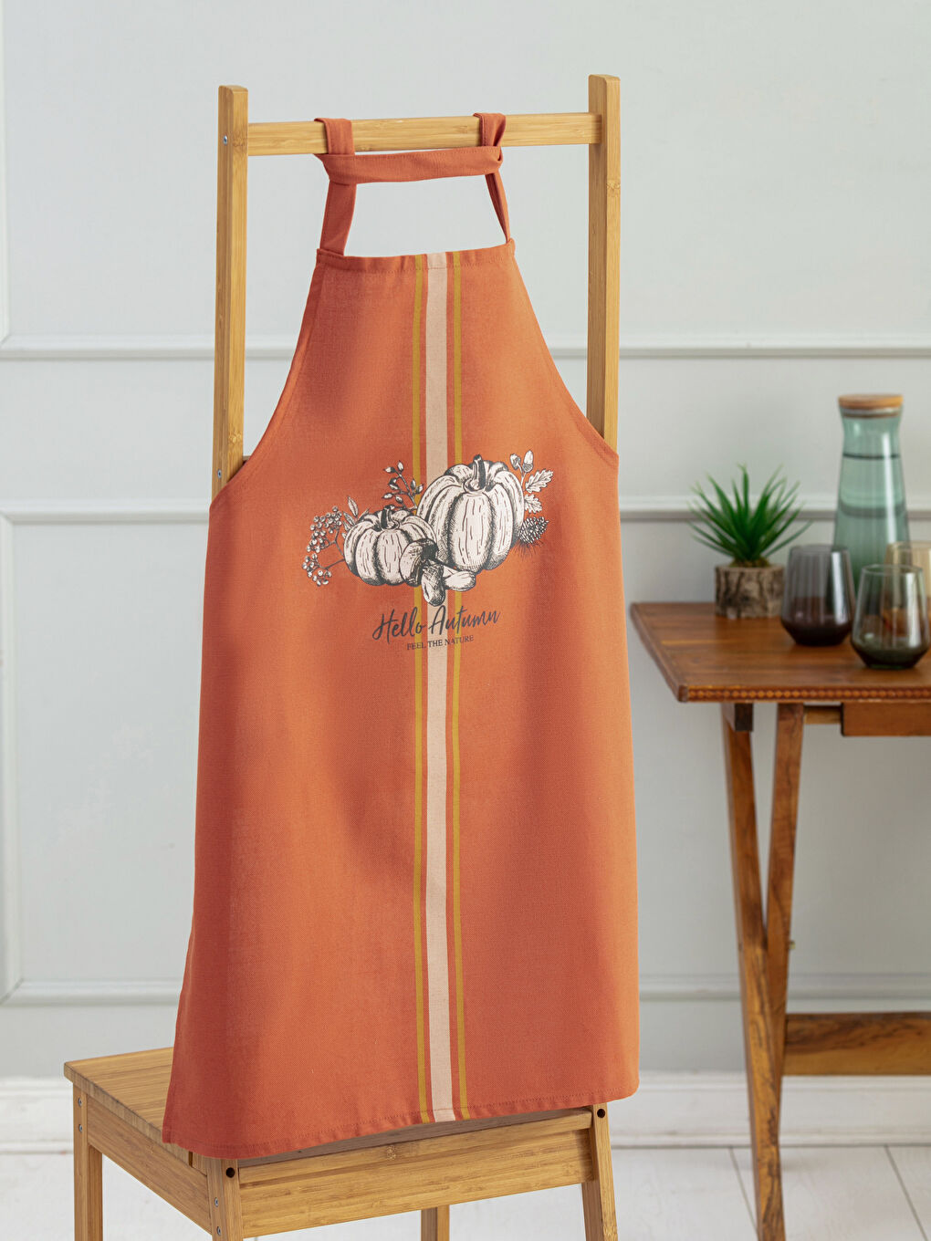 Pumpkin Printed Gabardine Kitchen Apron