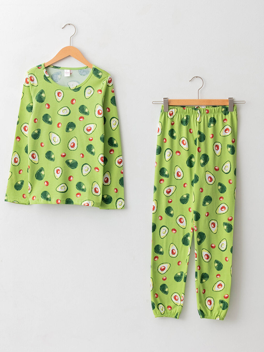 Crew Neck Patterned Long Sleeve Girls' Pyjama Set