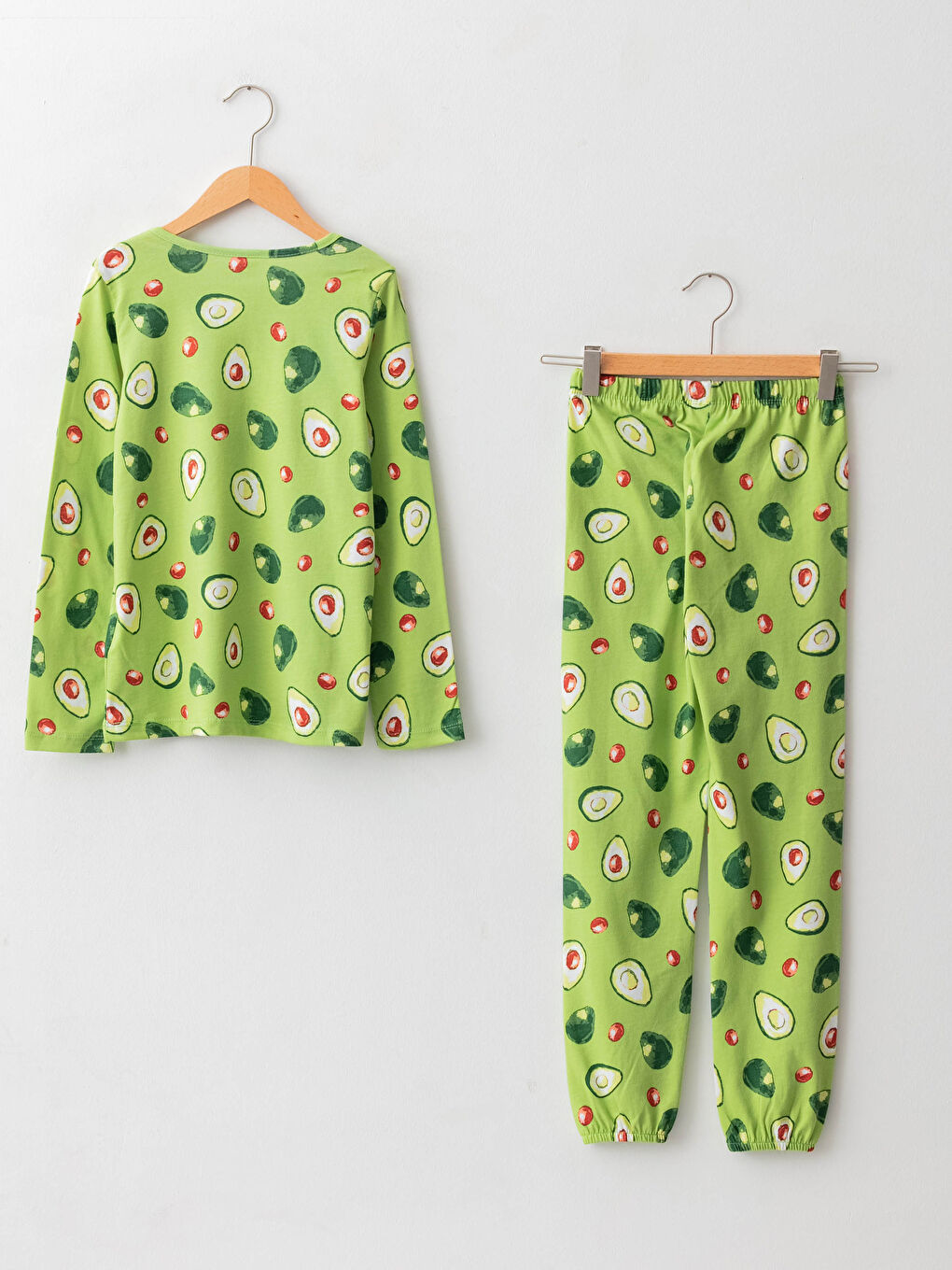 Crew Neck Patterned Long Sleeve Girls' Pyjama Set-1