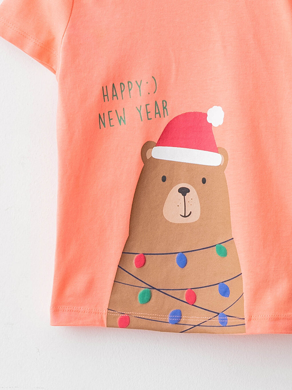 Turuncu Bisiklet Yaka Kısa Kol Baskılı Pamuklu Erkek Bebek Tişört-2