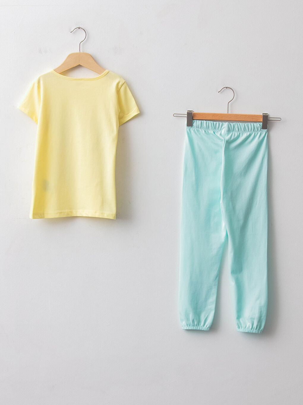 Sarı Bisiklet Yaka Nostaljik Maymun Baskılı Kısa Kollu Çocuk Pijama Takımı-1