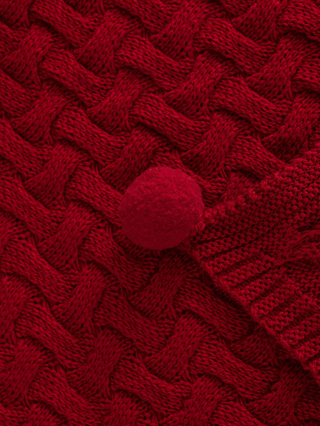 Pompon-Detail Strickdecke 100x150 cm-2