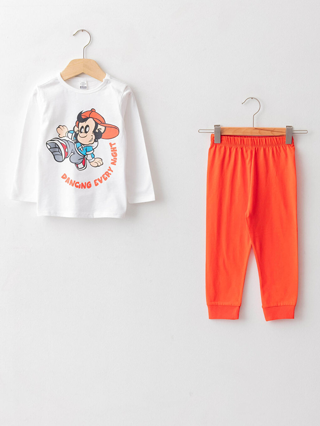 Ensemble de pyjama bébé imprimé singe nostalgique à manches longues col rond-6