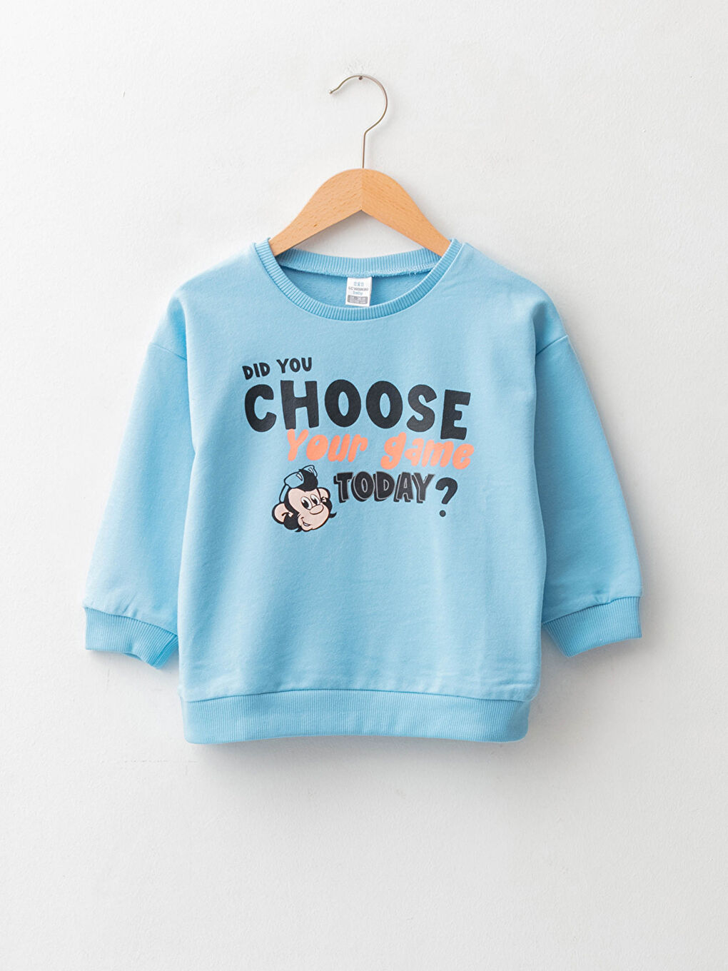 LCW baby Crew Neck Long Sleeve Nostalgic Monkey Printed Baby Sweatshirt -W1H701Z1-FLV