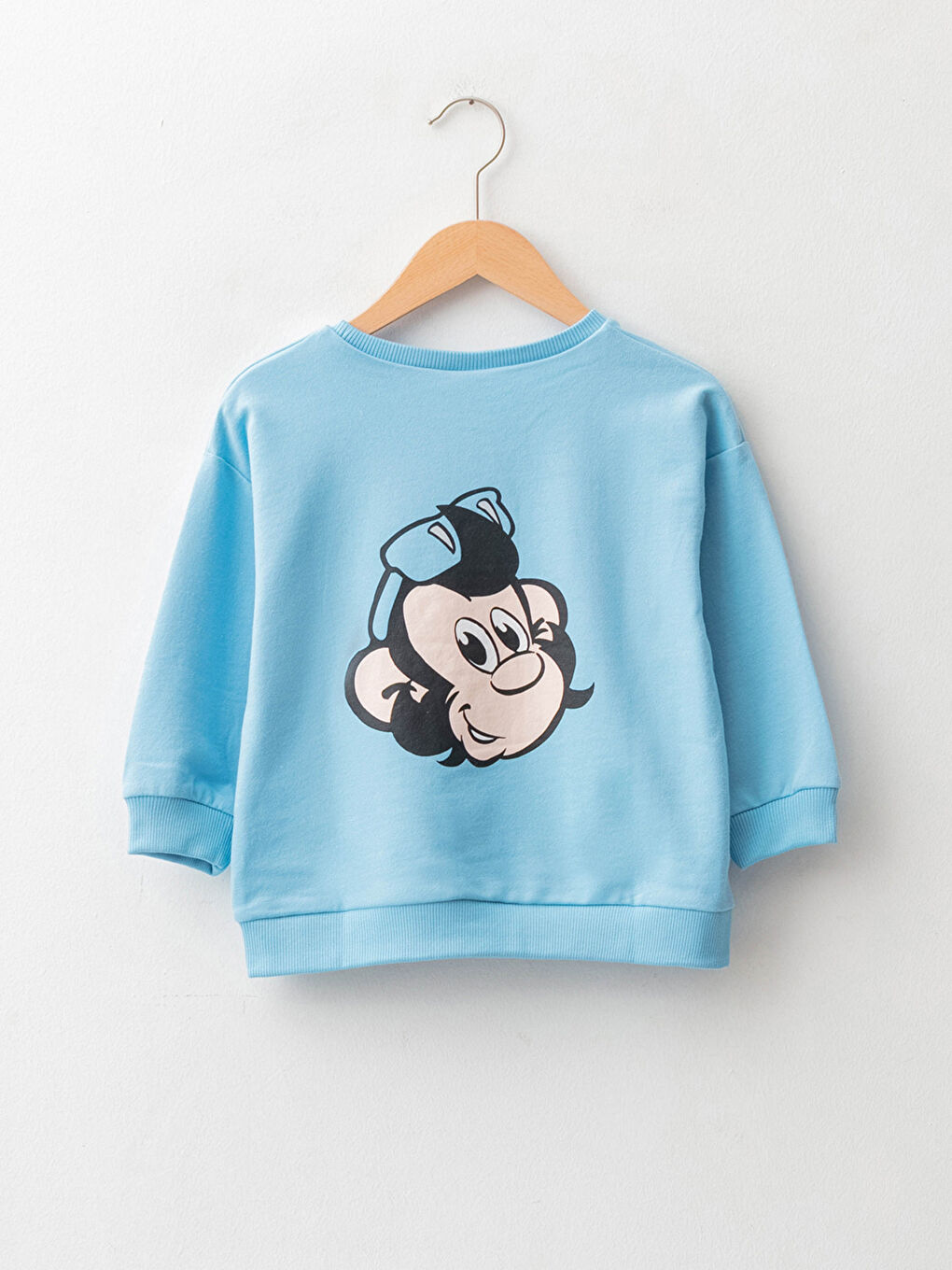 LCW baby Crew Neck Long Sleeve Nostalgic Monkey Printed Baby Sweatshirt -W1H701Z1-FLV