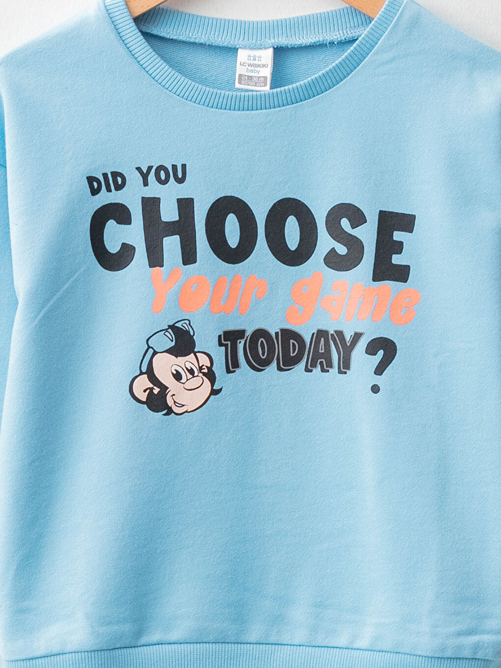LCW baby Crew Neck Long Sleeve Nostalgic Monkey Printed Baby Sweatshirt -W1H701Z1-FLV