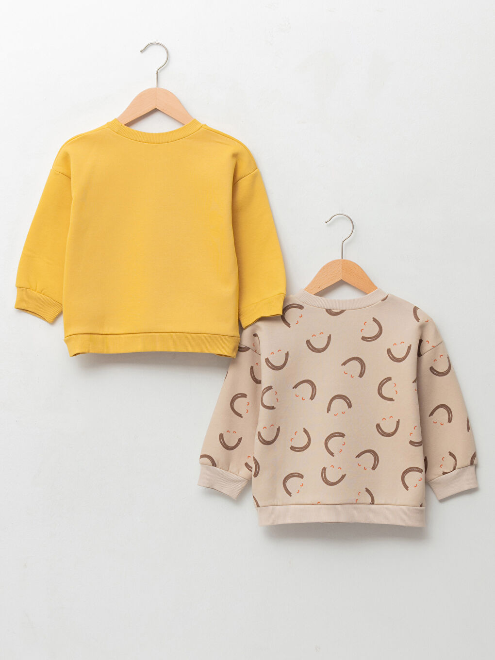 Sarı Bisiklet Yaka Uzun Kollu Baskılı Erkek Bebek Sweatshirt 2'li-1