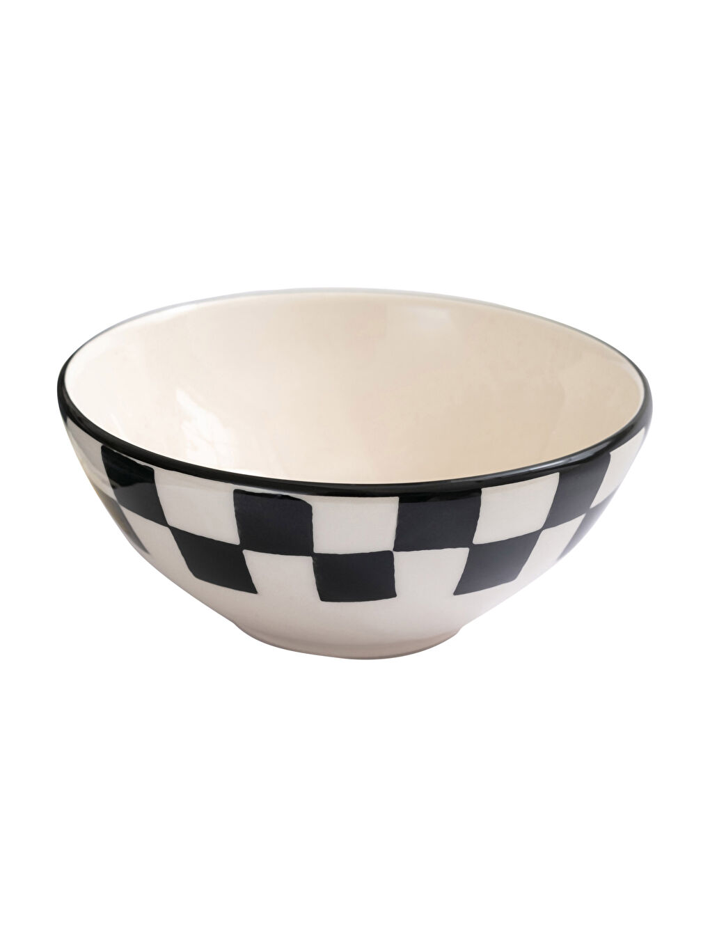 Siyah Dama Desenli Seramik Kase 15 cm-3