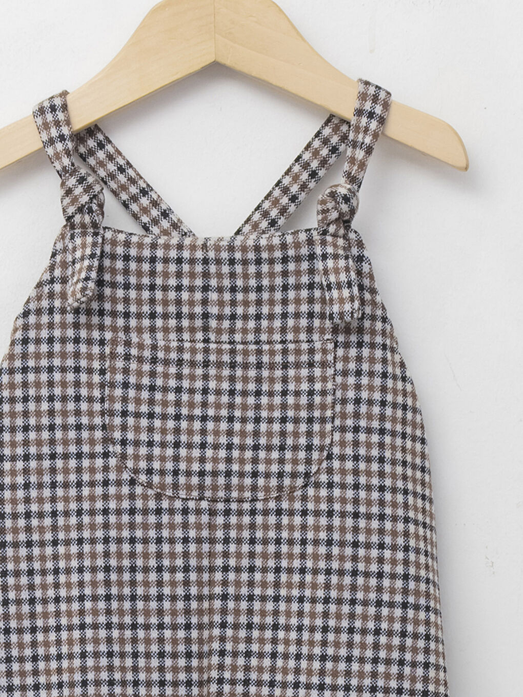 Square Collar Hanging Plaid Patterned Baby Girl Jumpsuit and Pantyhose 2-Pack Set -W1HC24Z1-MJD