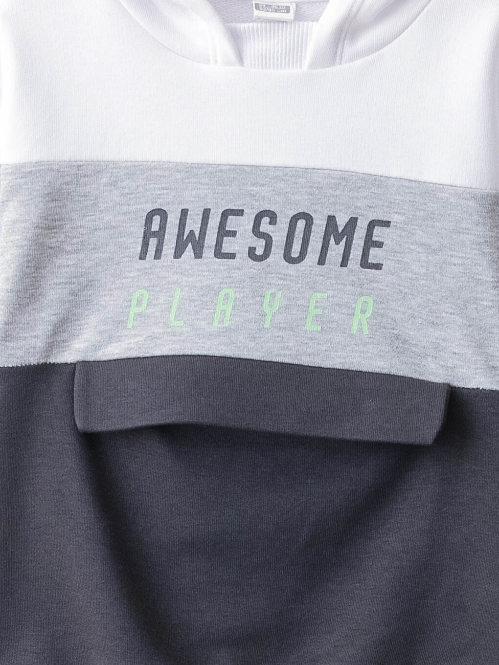 Beyaz Kapüşonlu Uzun Kollu Erkek Bebek Sweatshirt ve Jogger Pantolon 2'li Takım-2