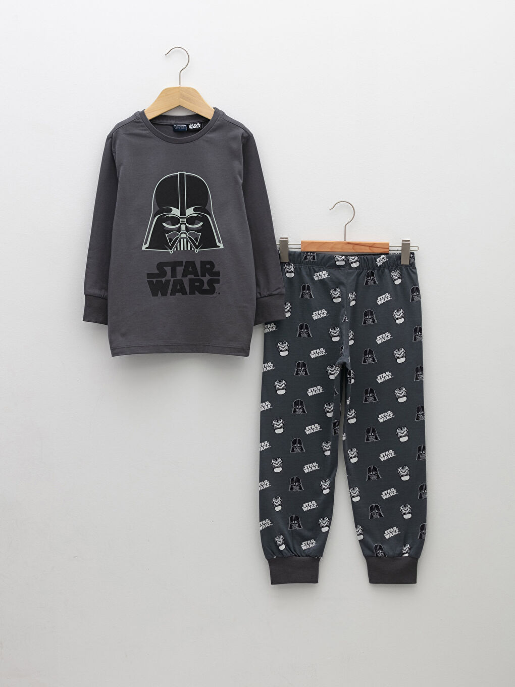 Bisiklet Yaka Star Wars Baskılı Uzun Kollu Erkek Çocuk Pijama Takımı