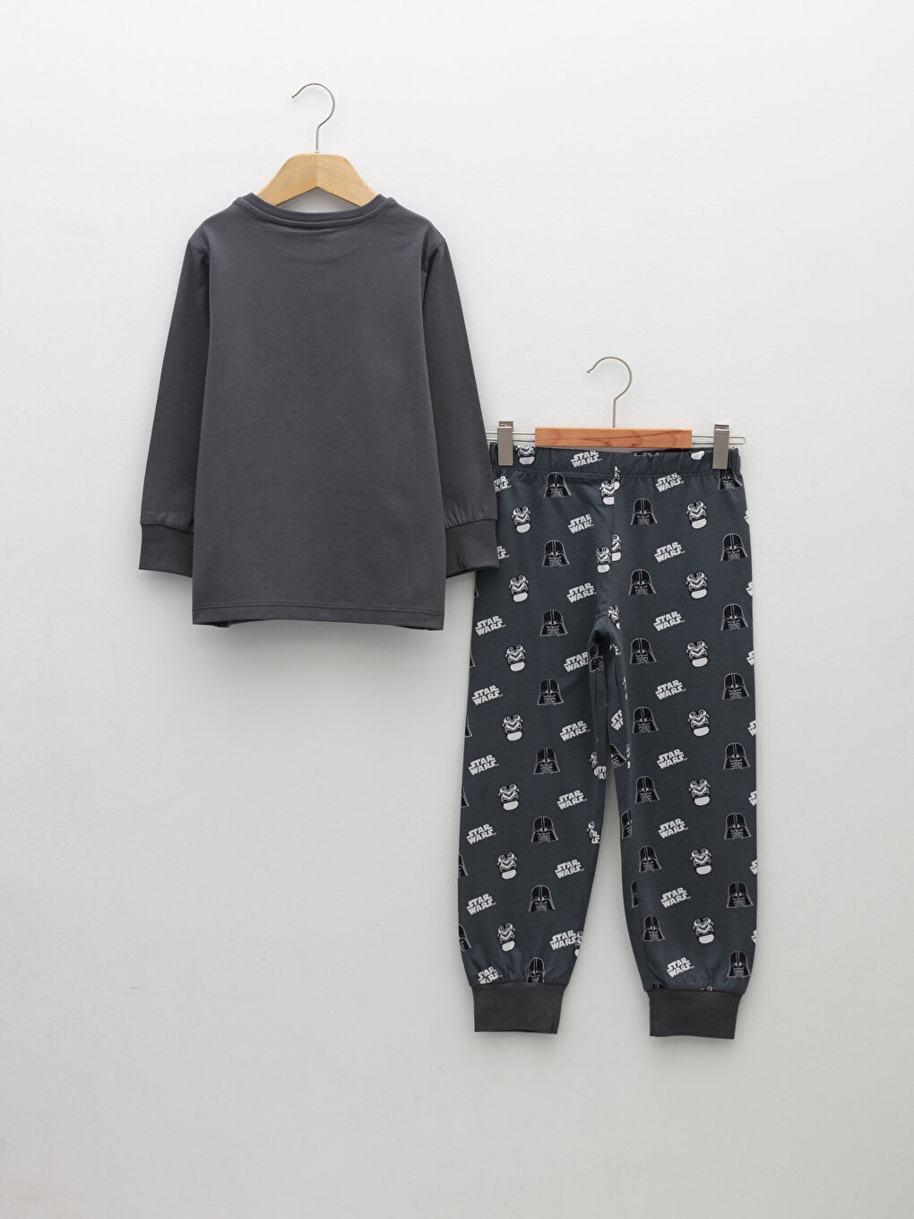 Bisiklet Yaka Star Wars Baskılı Uzun Kollu Erkek Çocuk Pijama Takımı-1