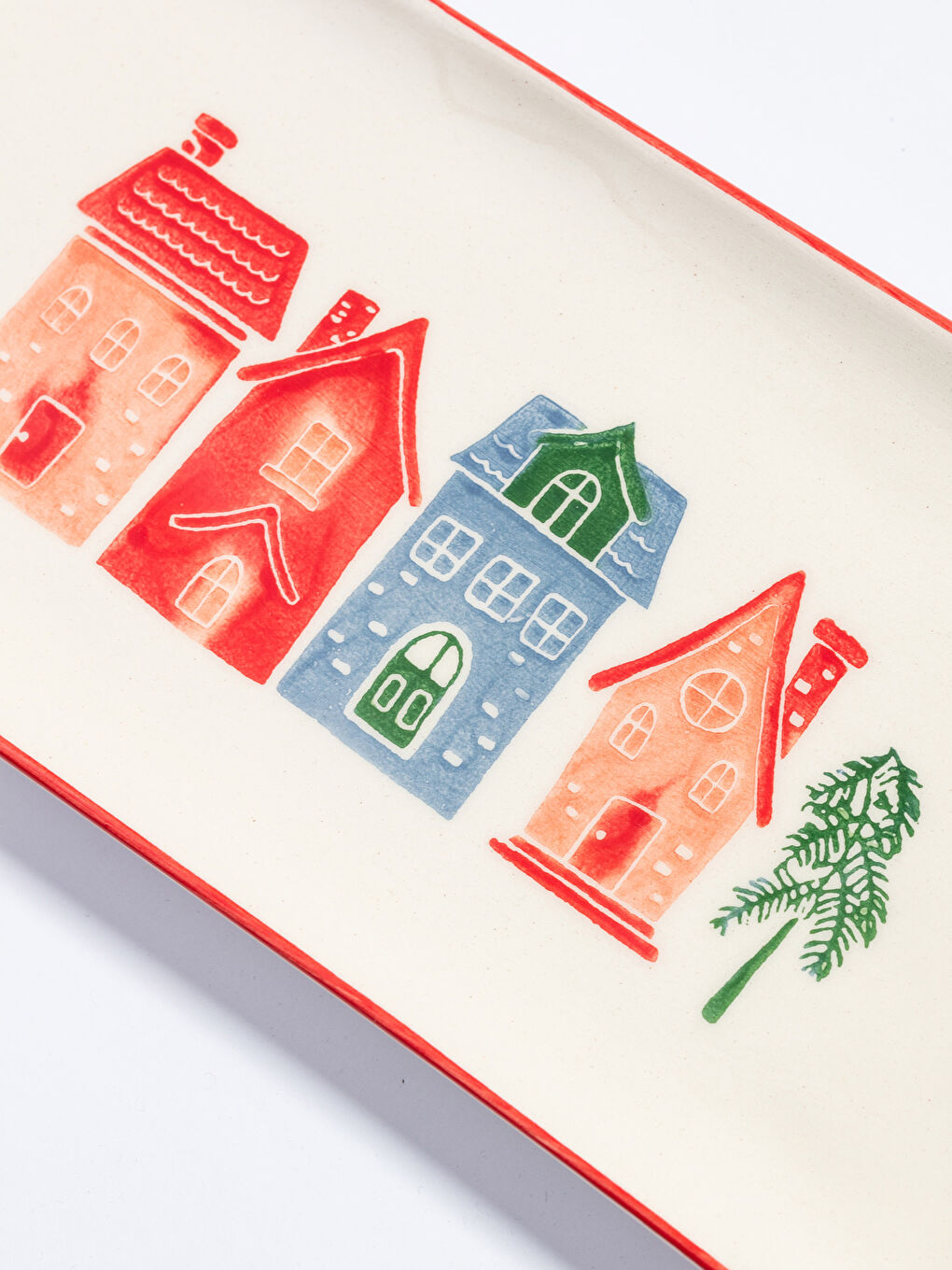 Christmas Themed Printed Ceramic Serving Plate 29x15 Cm-2