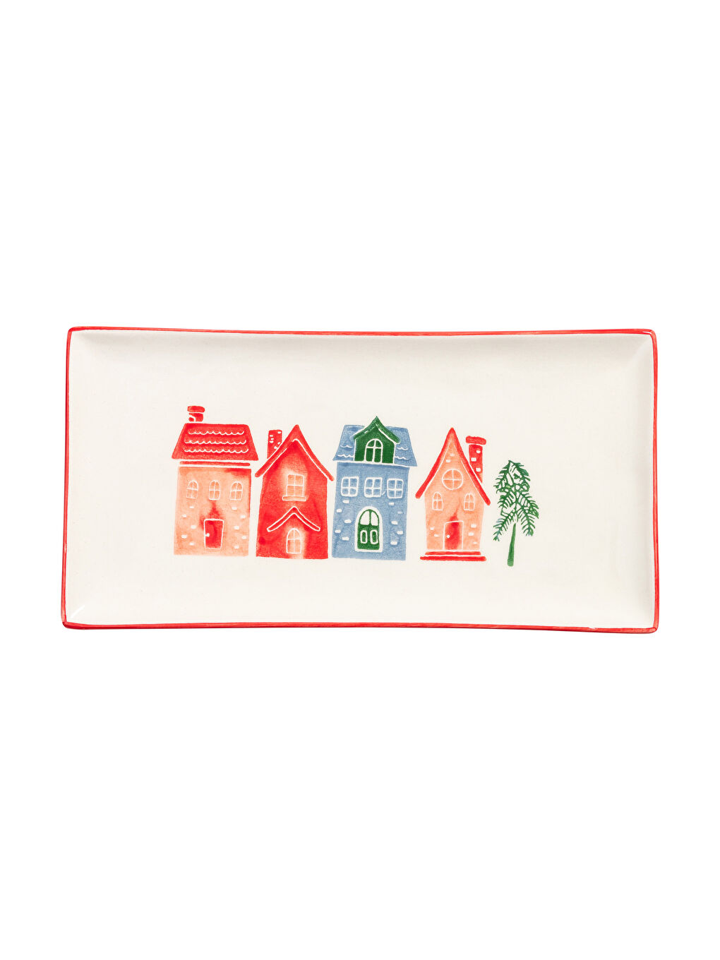 Christmas Themed Printed Ceramic Serving Plate 29x15 Cm-3