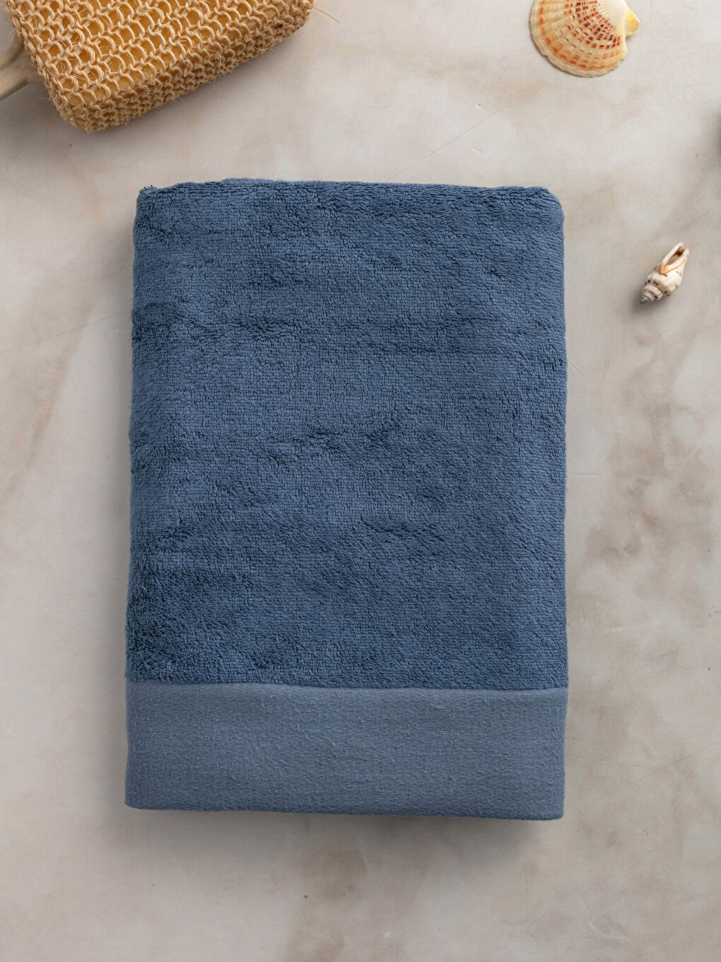 Mavi Düz Bambu Banyo Havlusu 70x140-1