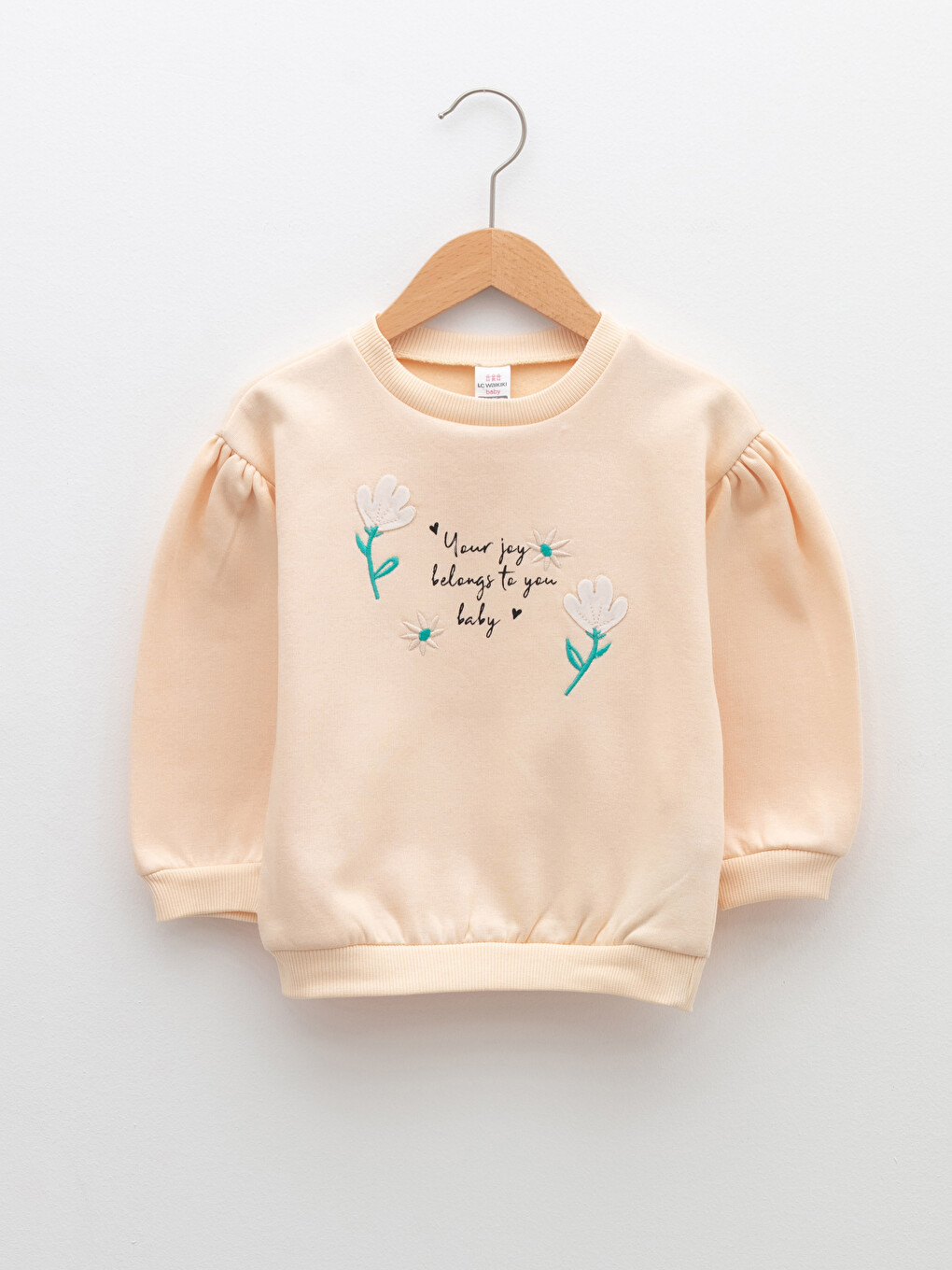 Crew Neck Long Sleeve Printed Baby Girls' Sweatshirt