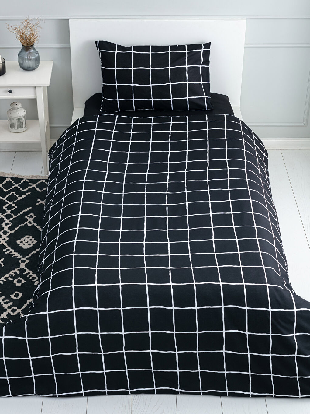 Single Woven Checkered Duvet Cover Set-2